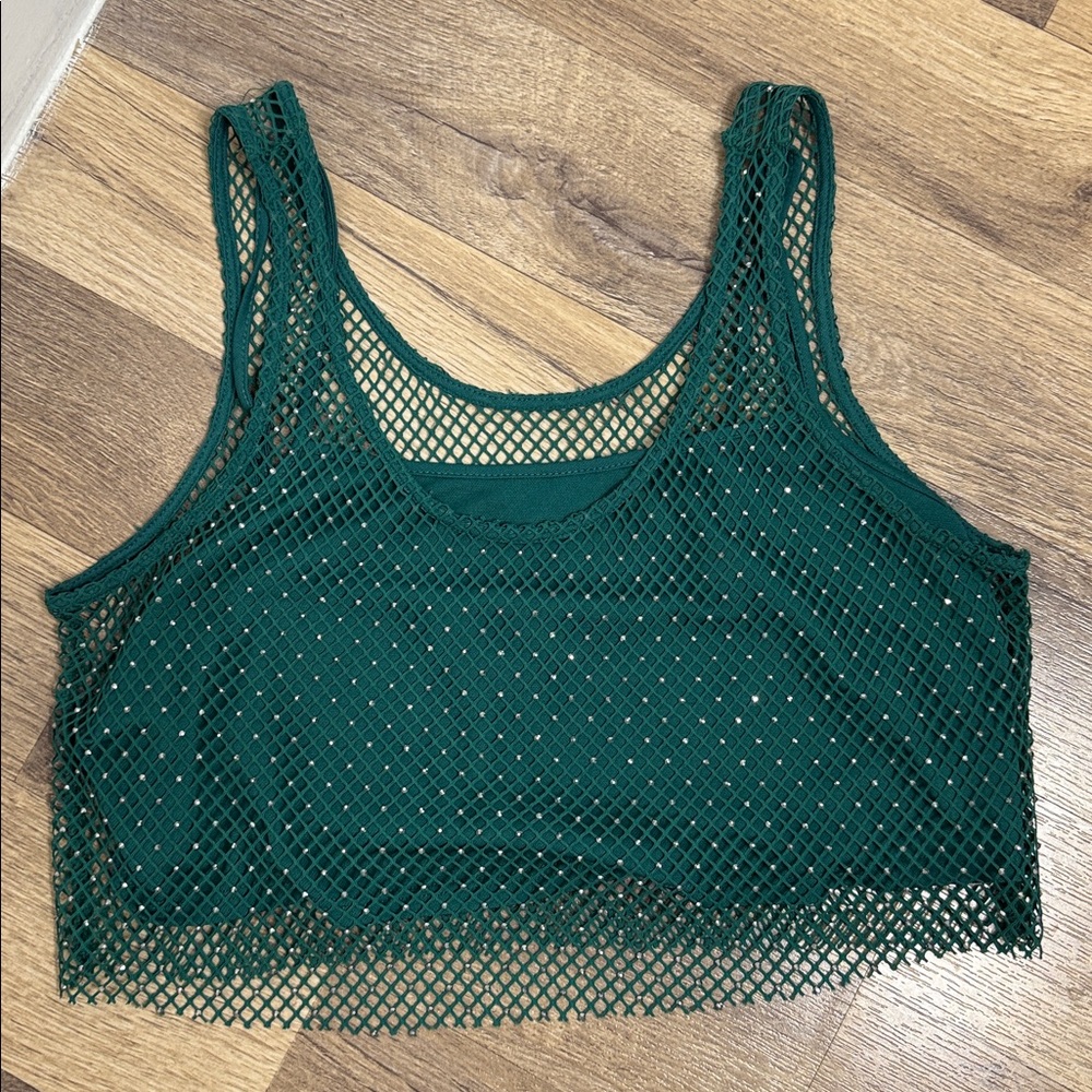 Sincerely Jules Green Mesh Crop Top size S Disco Top